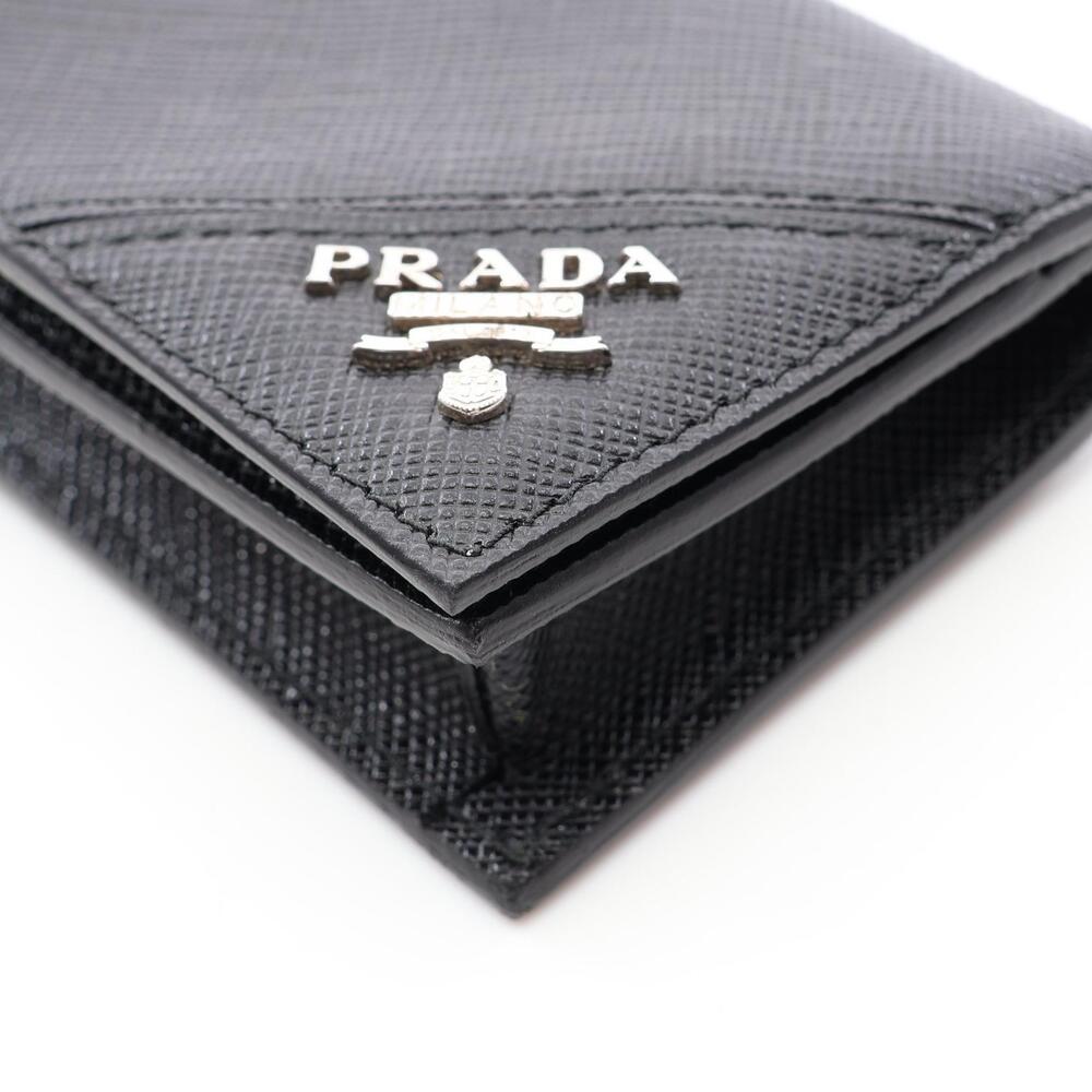 Prada Saffiano Metal Card Case Wallet Accessory Leather Black - Picture 7 of 7
